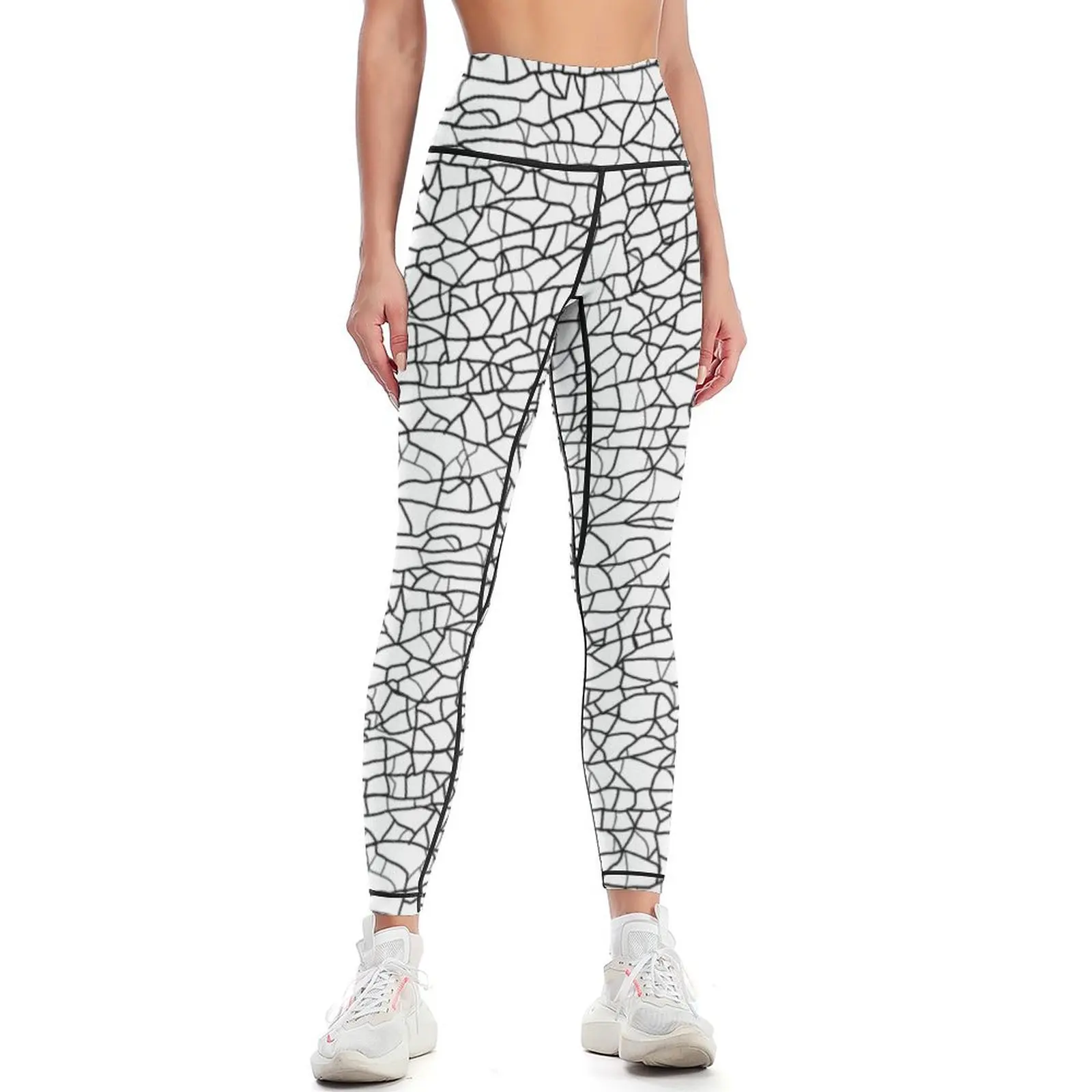 Black and White Cracked Glass Pattern Leggings jogging pants push up tights for Womens Leggings