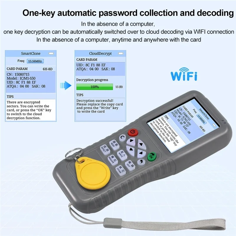 

-A25M Wifi RFID Copier Duplicator NFC Smart Card Reader Writer 125Khz 13.56Mhz ID IC USB Programmer Mobile Phone Decode X5