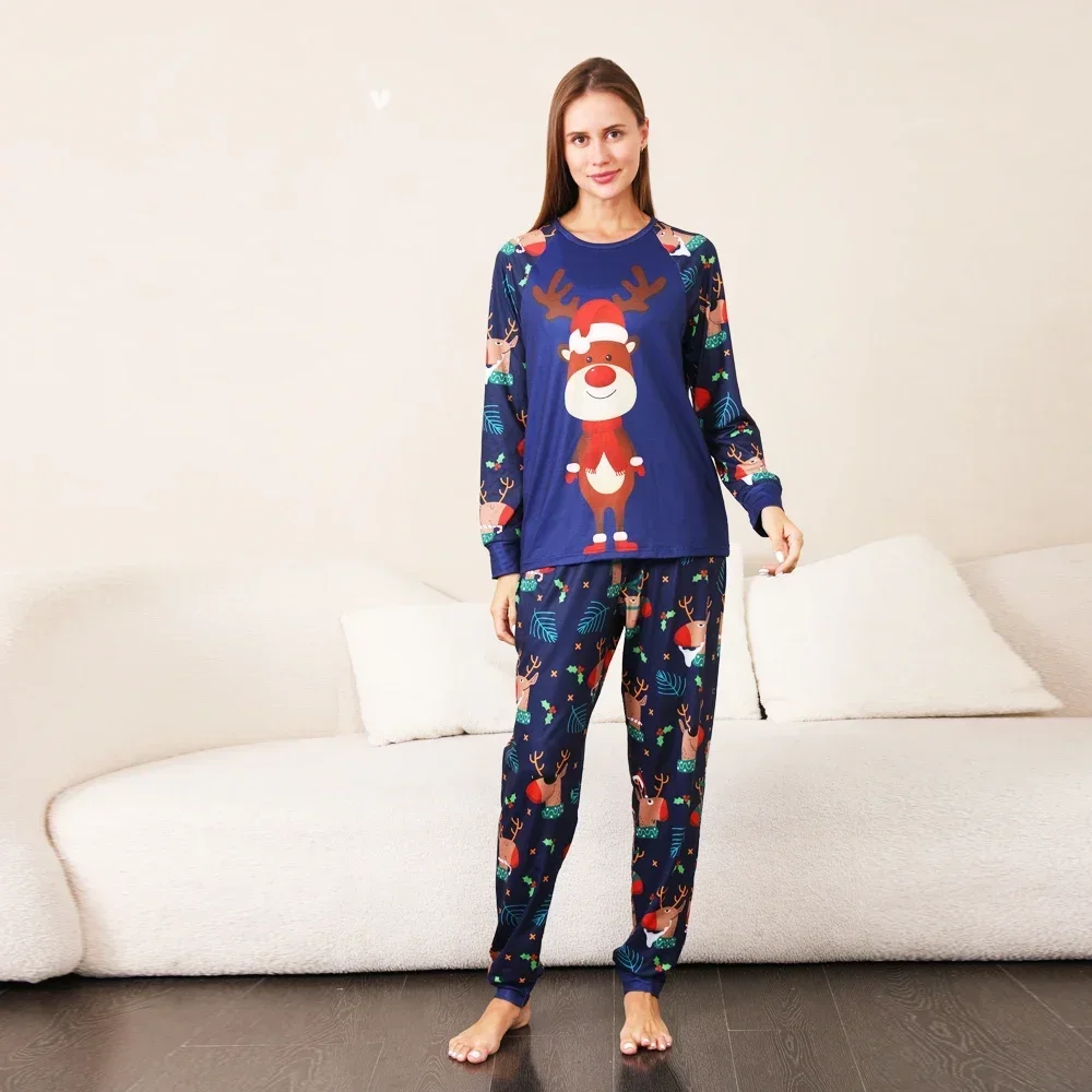 Merry Christmas Family Matching Outfits Cartoon Print 2 Pieces Suit Homewear Soft Warm Pajamas Set for Baby Boys Girls Xmas Look image 4