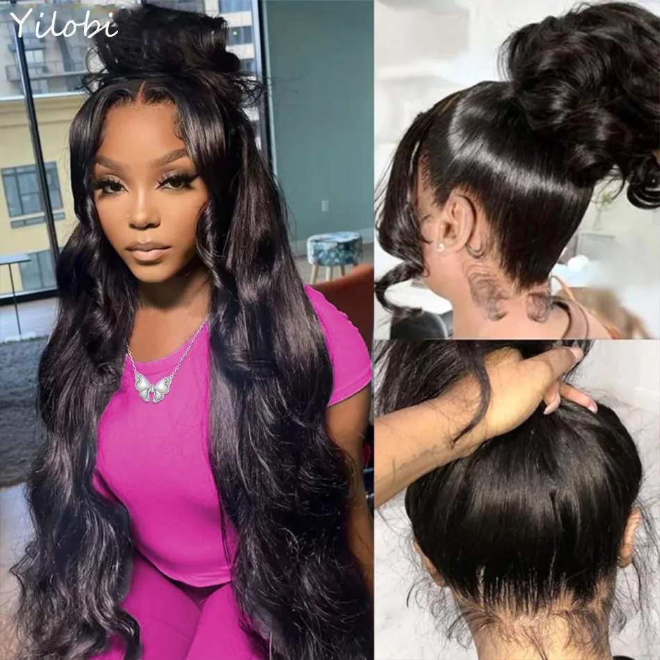 

Body Wave 360 Lace Front Wigs Human Hair Pre Plucked With Baby Hair 220% Density Natural Color HD Transparent Lace Front Wigs