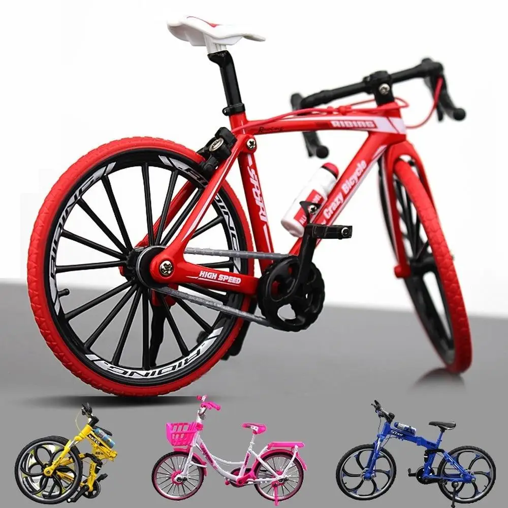 Mini 1:10 Alloy Bicycle Model Toy Diecast Metal Finger Mountain Bike Racing Toy Bend Road Simulation Collection Toys