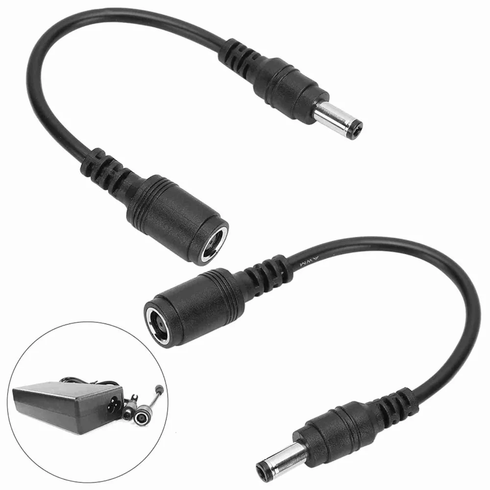 2PCS 7.4x5.0mm Female DC Power Charger Adapter 5.5x2.5mm Male Fast Transfer DC Power Extension Cable Black for for HP Laptop