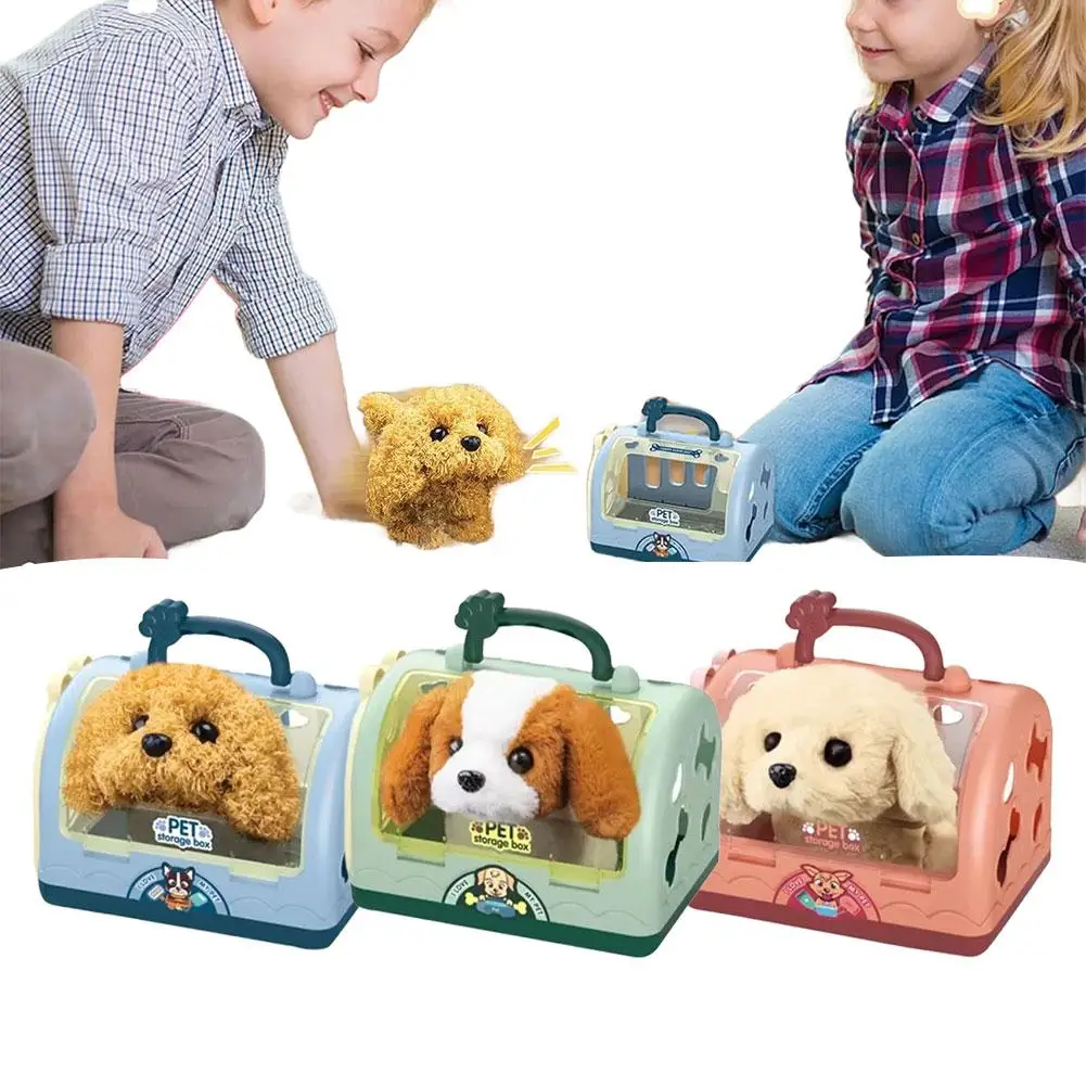 Giocattolo di peluche elettrico Cucciolo Casa per animali domestici Giocattoli interattivi genitore-figlio Giocattolo animale che cammina scodinzolante Regalo educativo per bambini