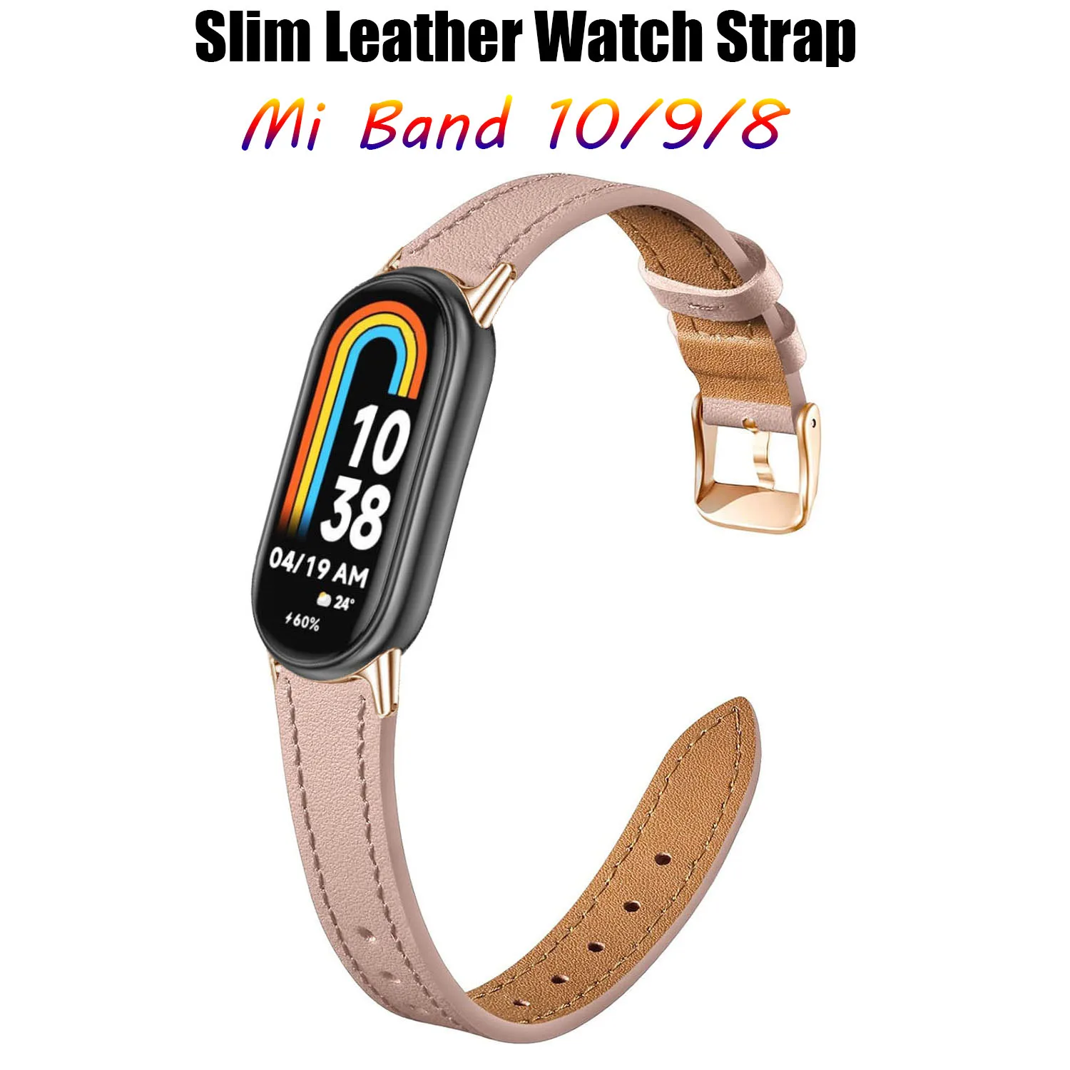 

Женский и мужской тонкий кожаный ремешок на запястье для Xiaomi Mi Band 10/9/8, мягкий кожаный ремешок для часов Xiaomi Smart Band 10/9/8