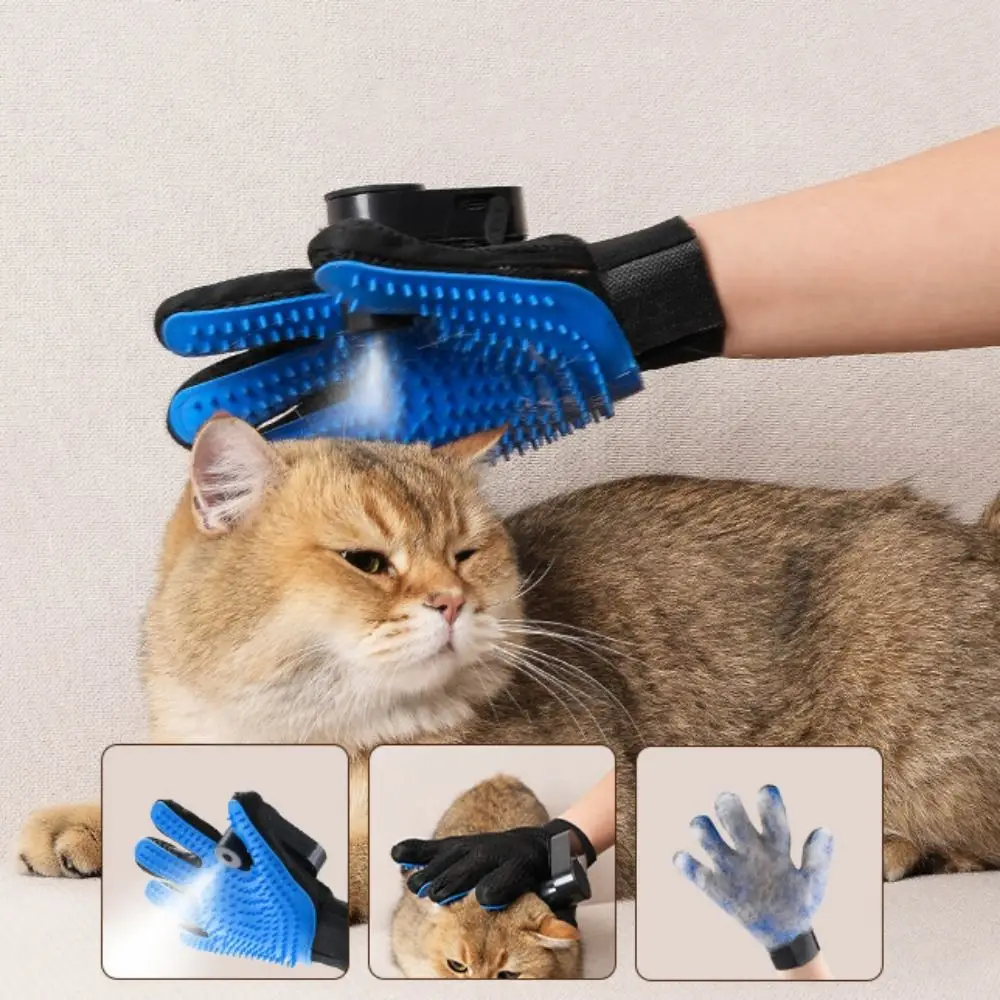 

Anti-Scratch 3 in 1 Spray Petting Glove Waterproof Breathable Pet Cleaning Grooming Gloves USB Charging Adjustable