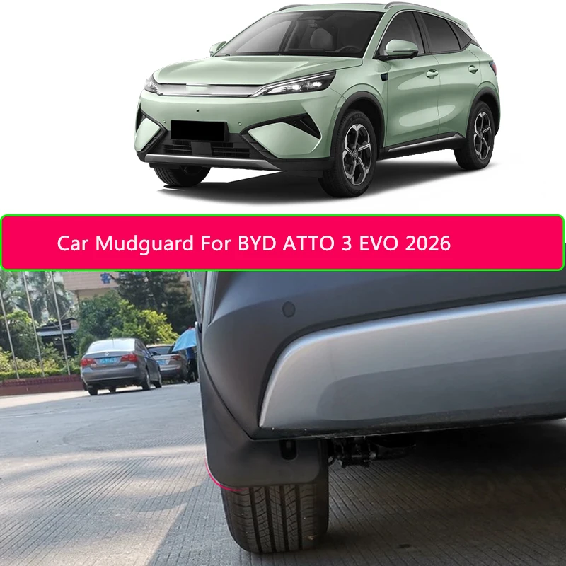 4 pièces de garde-boue ABS pour BYD ATTO 3 EVO 2026, protection anti-éclaboussures premium, anti-salissure, résistant à l'usure, accessoire de protection de carrosserie