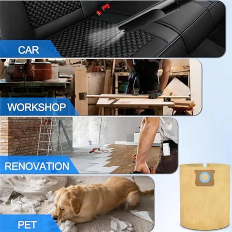 AB43-DXVA19-4102 12-16 갤런 습식/건식 진공용 진공 백 부품, 일회용 먼지 필터 백, DXV12P DXV14P DXV16P DXV16