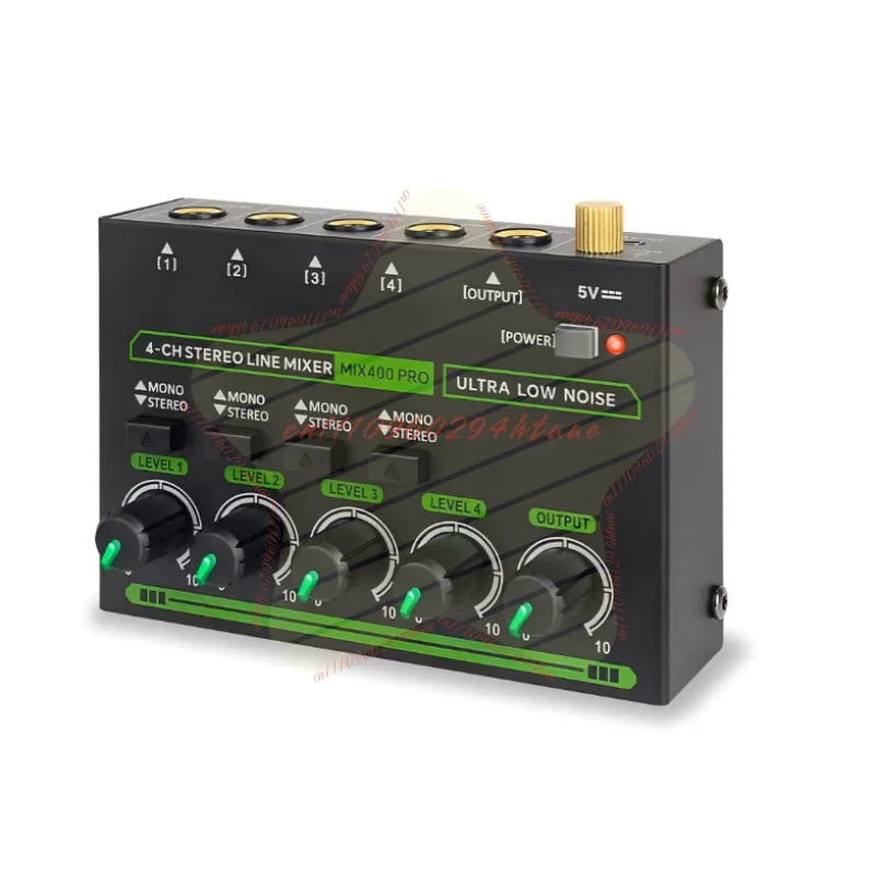 4 Channel Audio Mixer 6.5mm Jack Stereo Microphone Amplifier Multi Input 4 In 1 Out Audio Mixing Console for Live Sound