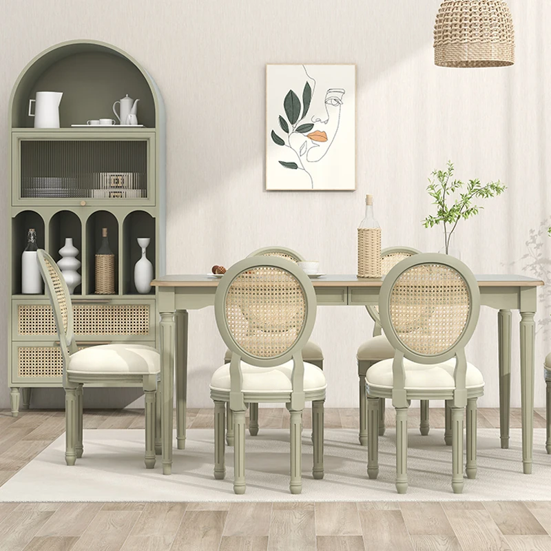 Rattan dining table and chairs restaurant dining table one table four chairs six chairs combination