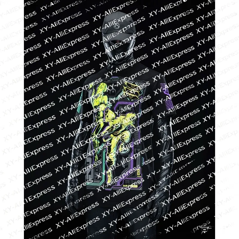 Men Outdoor T-Shirt, Quick Dry & Breathable. Bold Futuristic Warrior Print for Street Fashion Lovers City Daily Wear