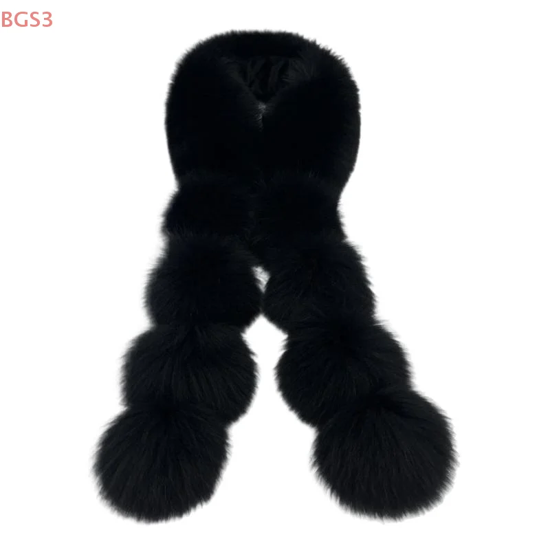 Syal Wanita Serbaguna Magnetik Baru Gaya Korea, Selendang Mewah Ringan dengan Bola Bulu Halus, Penghangat Leher Musim Dingin/Gugur yang Elegan dan Imut