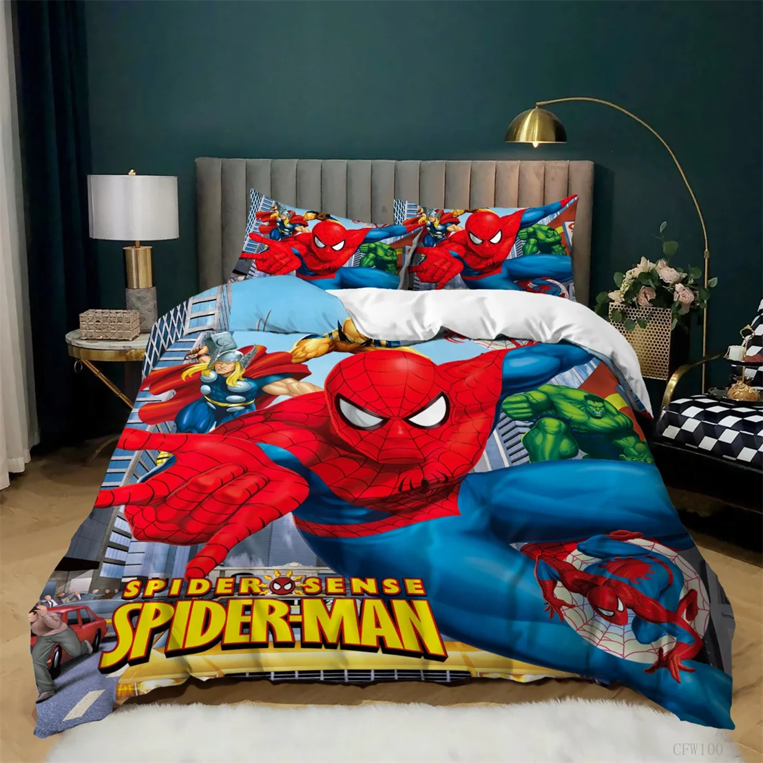 Ensemble de taies d'oreiller de literie Avengers pour enfants, housse de dessin animé, décoration de chambre, garçons, filles, adultes