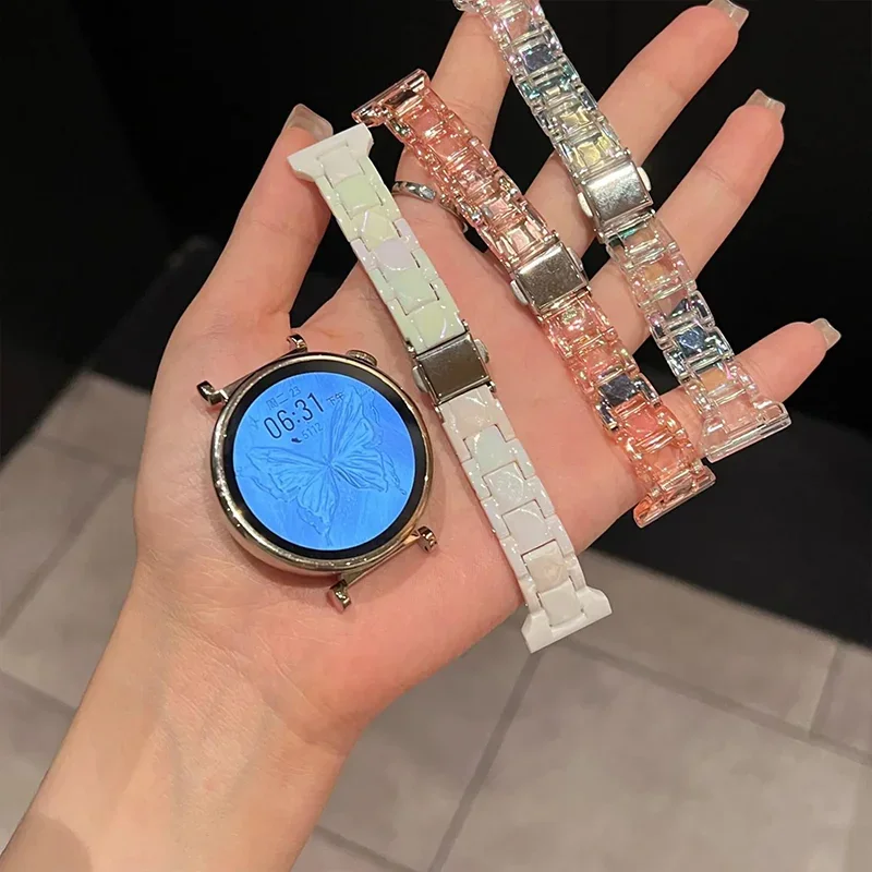 

Тонкий полимерный радужный лазерный прозрачный ремешок 20 мм 22 мм для Samsung Galaxy Watch ремешок 7 FE 6 5 Pro 46 42 Спортивный браслет для девочек