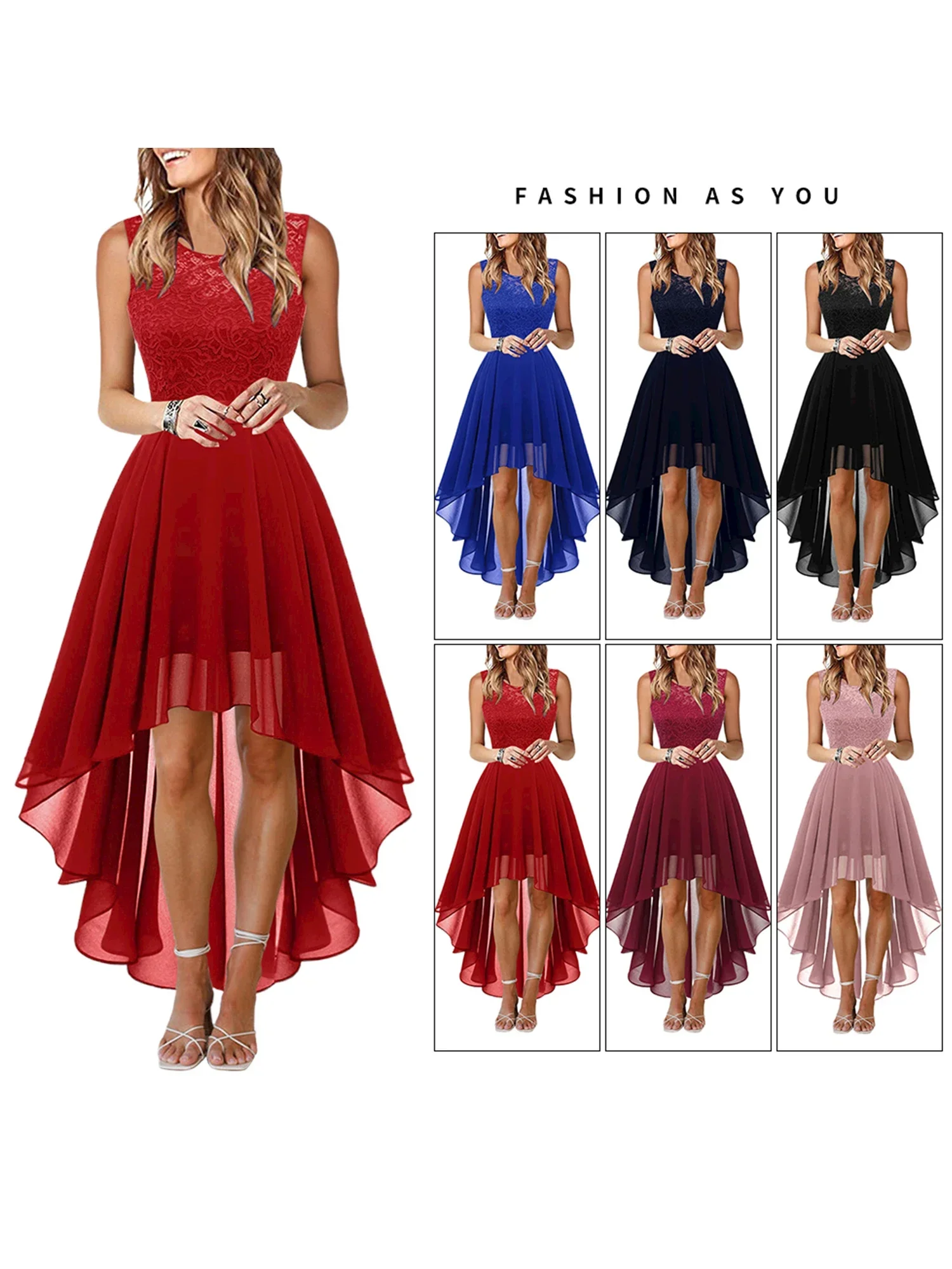 2024 neue sexy Spitze Patchwork Chiffon Kleid Sommer Abendessen Kleid weiß sexy Mode großzügige Design Sinn Kleid für Frauen