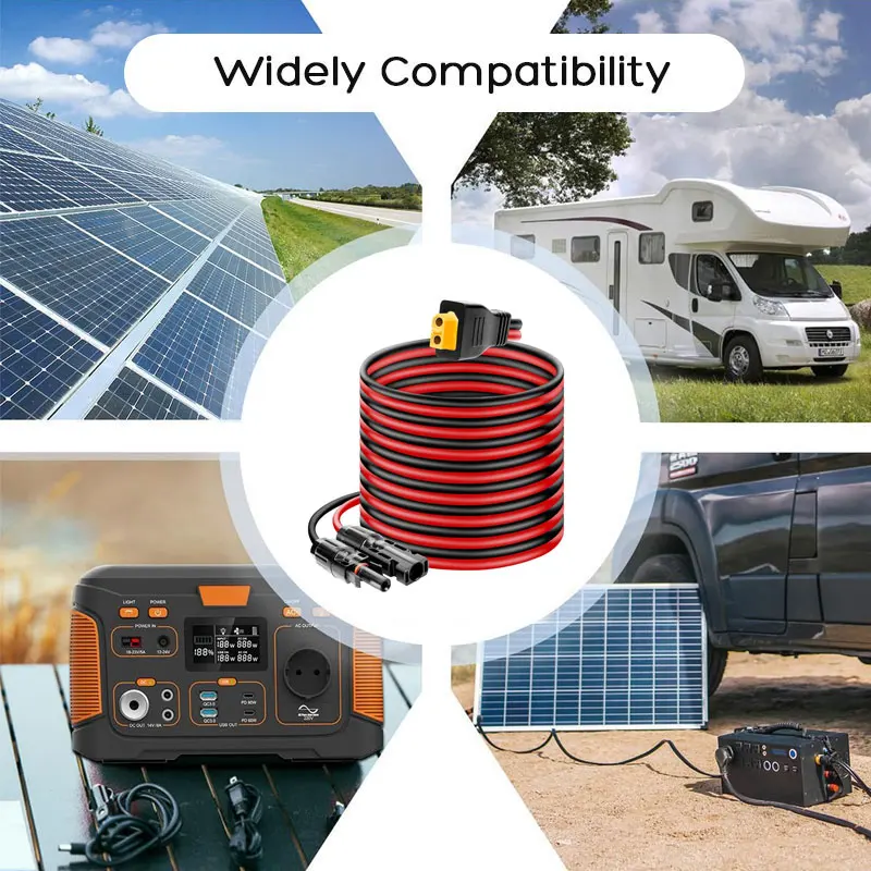 6m 3m 12AWG لوحة طاقة شمسية إلى كابل محول XT60 لـ ALLPOWERS R600 R1500 R2500 Ecoflow River/Delta Anker Bluetti Solar Generator.