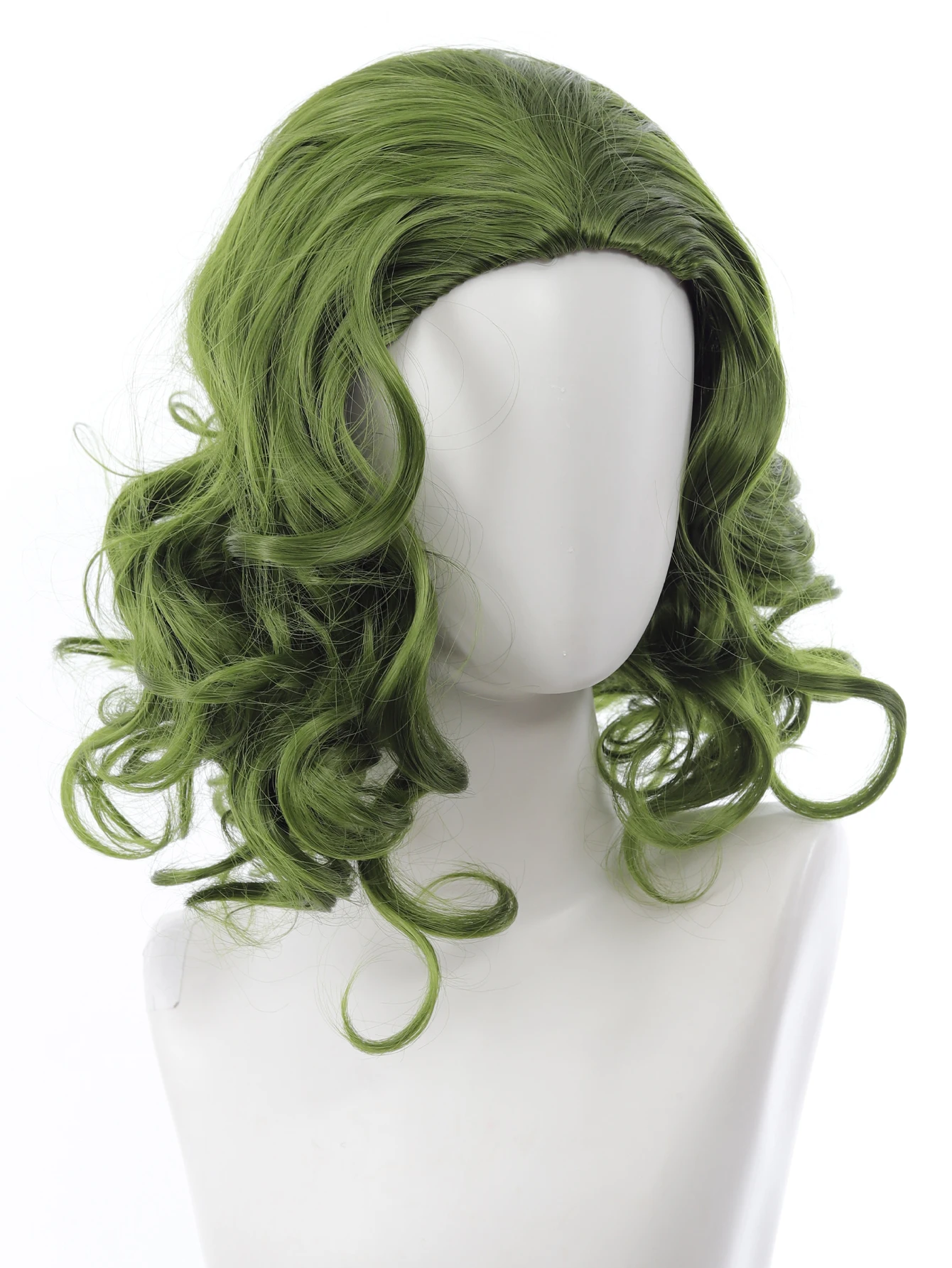 

AOSI 12inch Synthetic short Curly Wig green Daily Use Cosplay Hair Wig Halloween Party heat-resistant For men Wig Hair