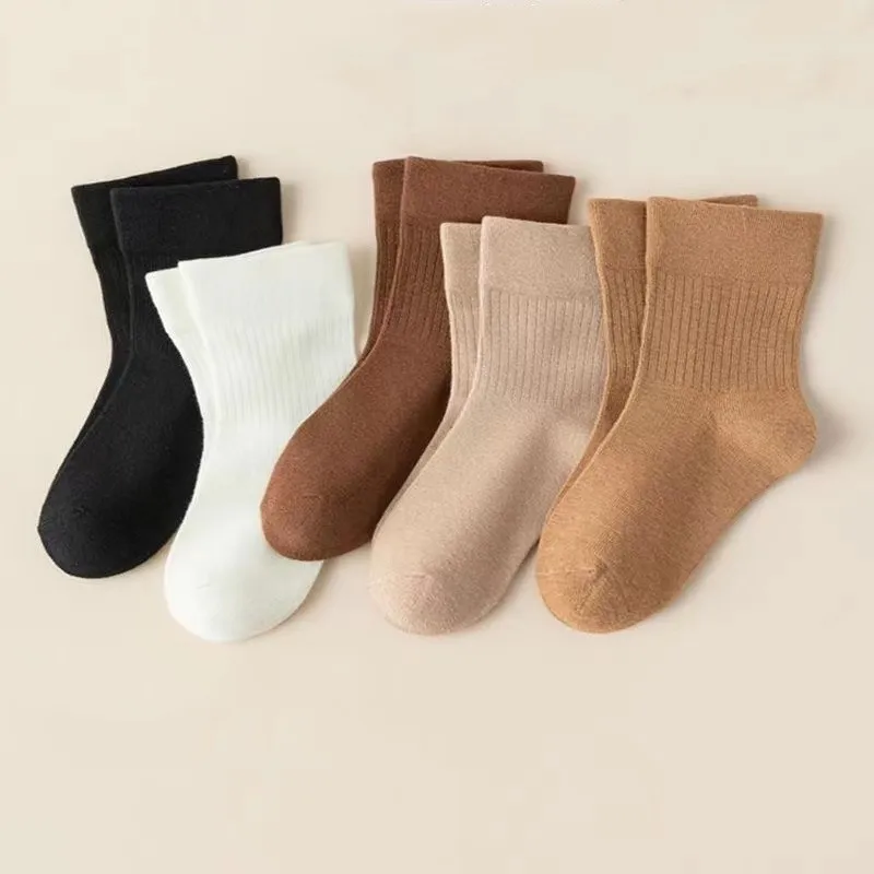 5 Pairs/lot Baby Socks Newborn Kids Infant Girls Boys Knee High Sock Toddler Girl Solid Cotton Stripe Plain Long Sock For 0-14 Y