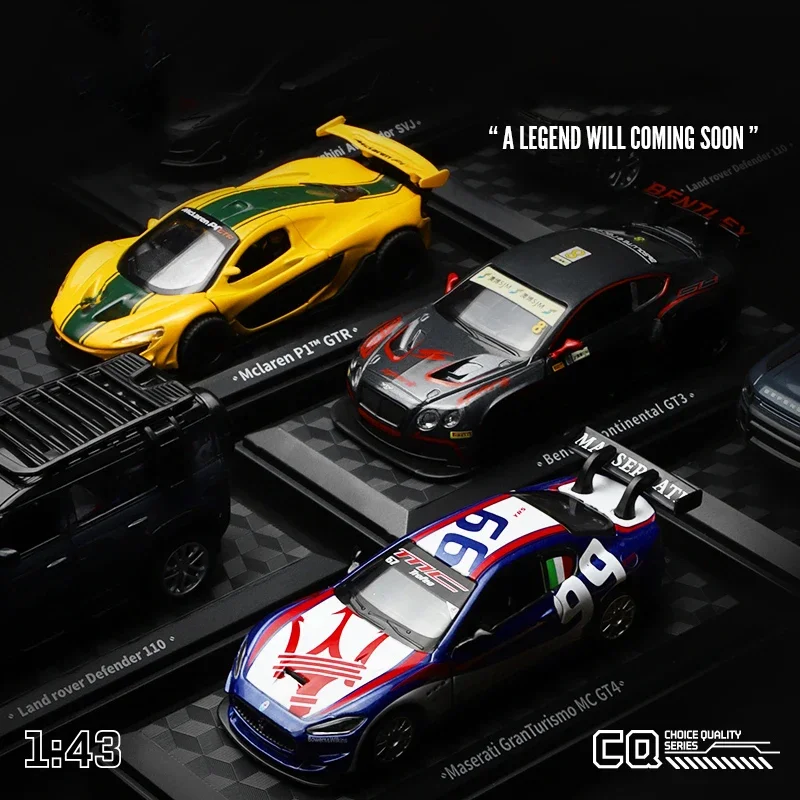 CCA 1:43 Lamborghini Aventador SVJ 63 Maserati McLaren Land Rover Guard BMW Benz Car Model With Helmet Acrylic Box Alloy Car Toy