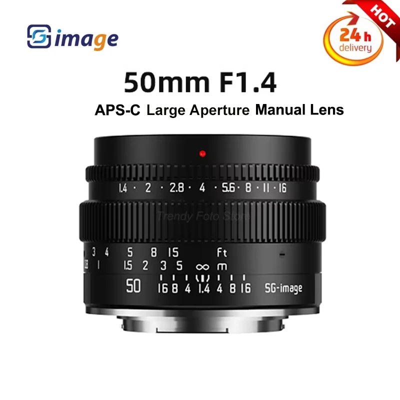 

SGimage 50 мм F1.4 Ручной объектив с большой диафрагмой APS-C Standard Prime Len для беззеркальной камеры Nikon Z/Canon RF/Sony E/Fuji X с креплением