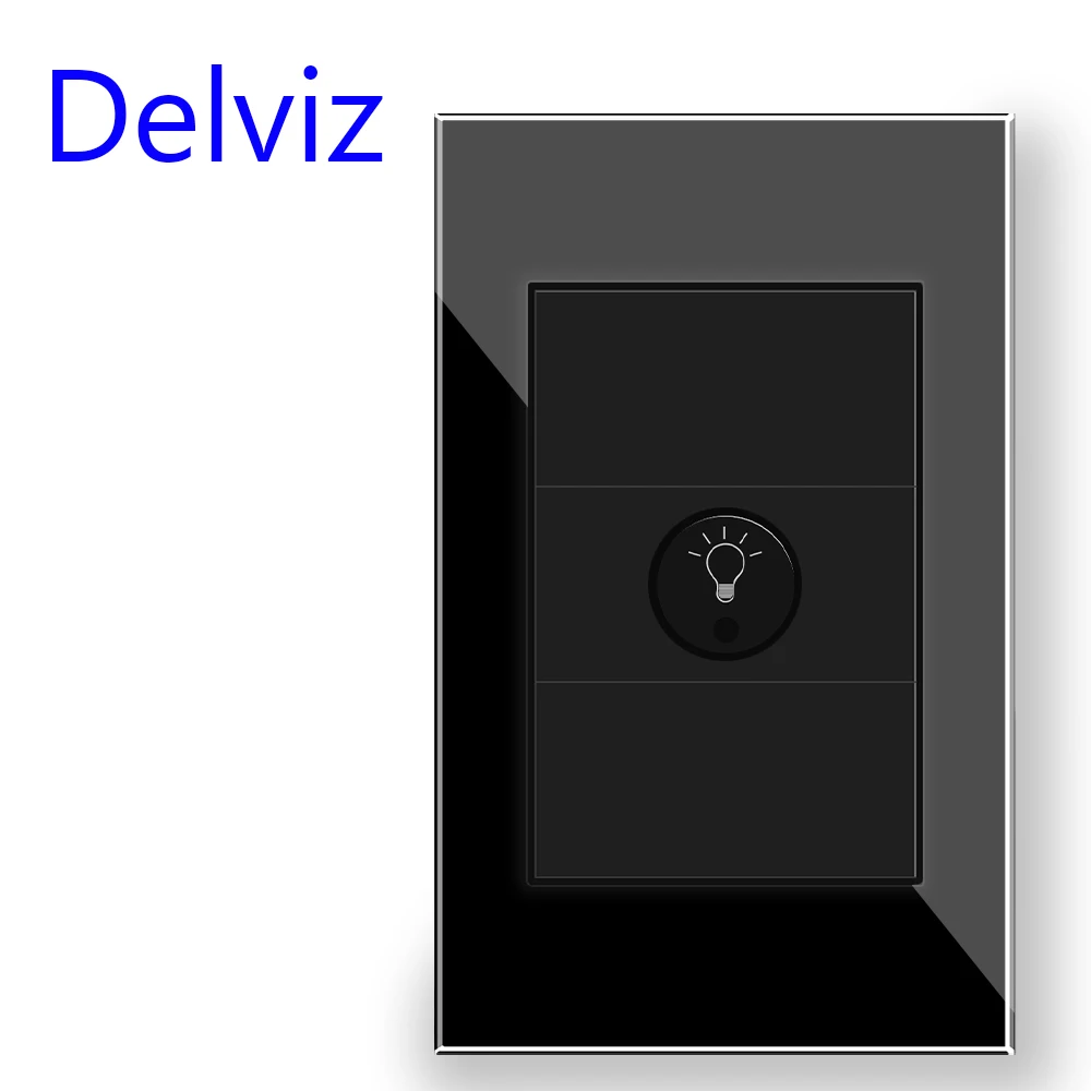 Delviz Brazil Dimmer Switch, Wall Light Luminance Controller, US Standard 120mm*72mm Crystal Glass Panel, Knob Dimmer Wall Switc