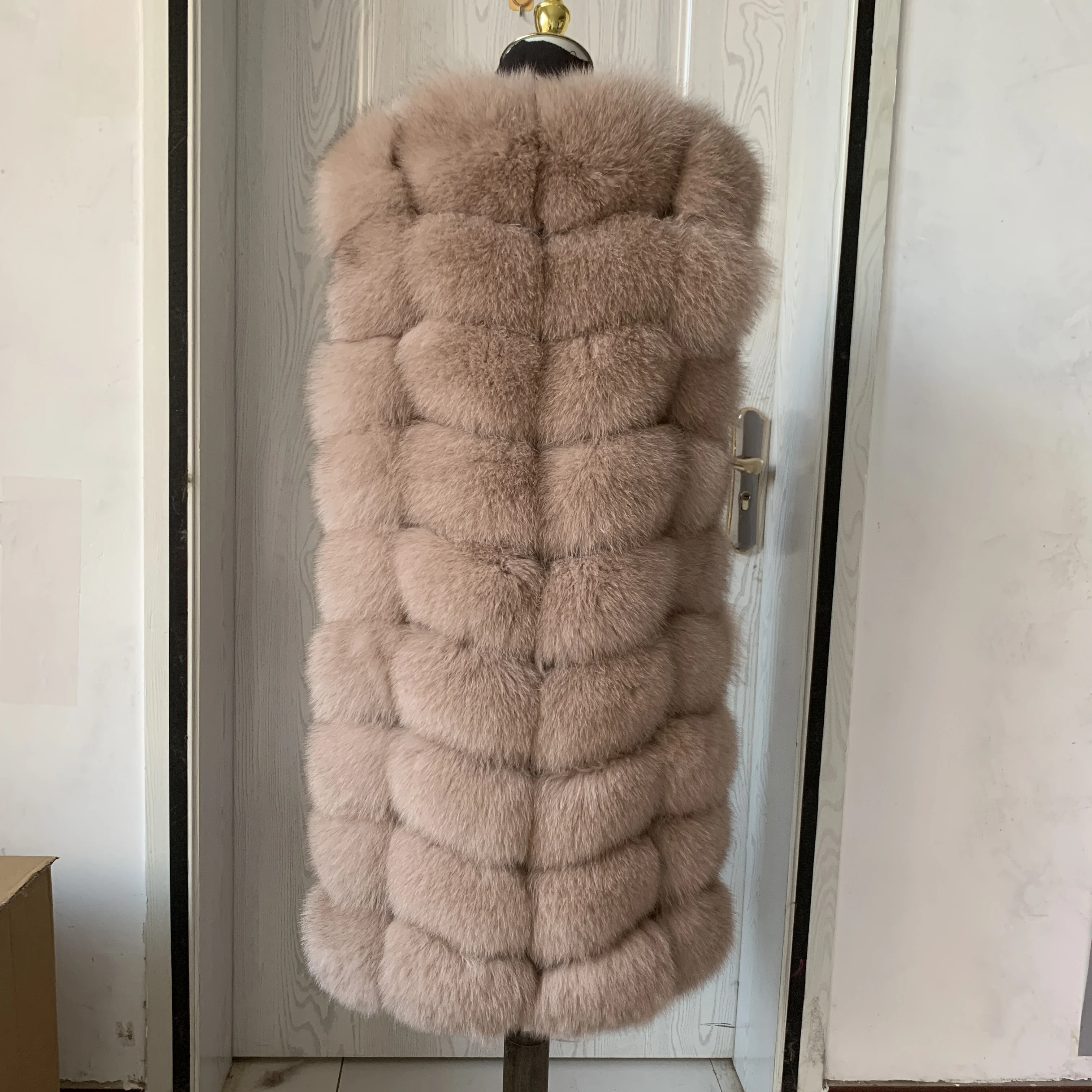 Blouson en Fourrure de Renard Naturelle GlaLady, Chaud, Multicolore, 100% Naturel, Gilet en Fourrure group, Gilets sans Manches