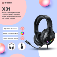 ONIKUMA  Wired Gaming Headsets Noise Cancelling Headphones Music Earphones Suitable For Computer Laptop With RGB Lighting Mic