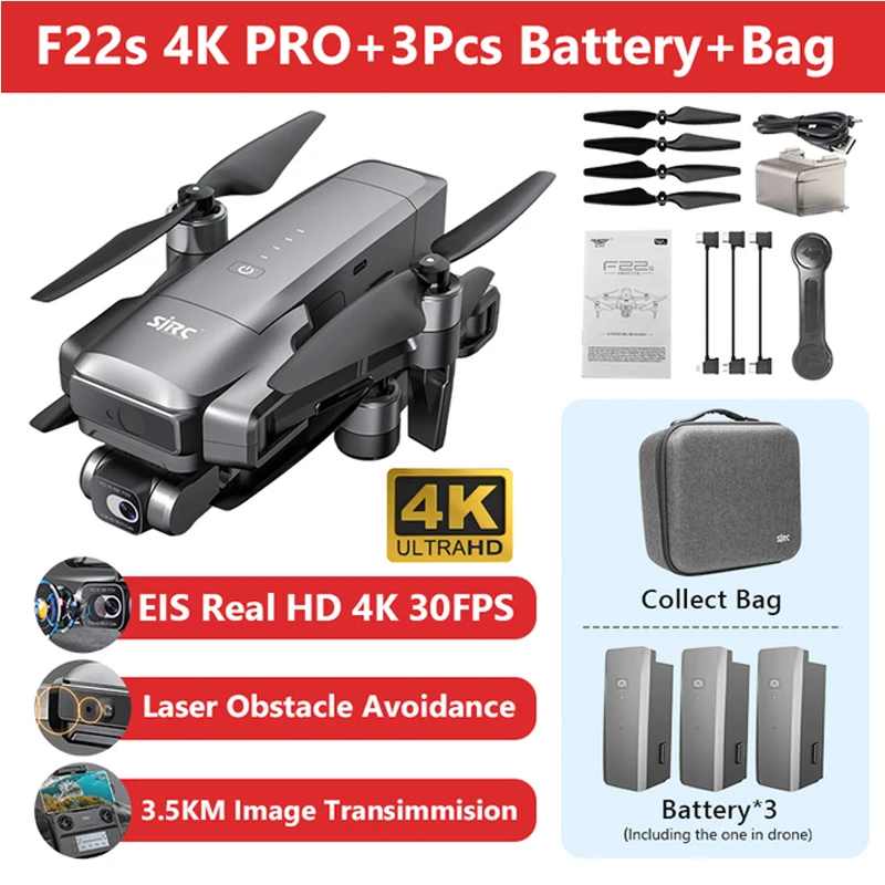 

F22s PRO Drone Camera 4K Dron Professional EIS Obstacle Avoidance 3.5KM Distance Flight RC Quadcopter Drones 11.1V 3500mAh