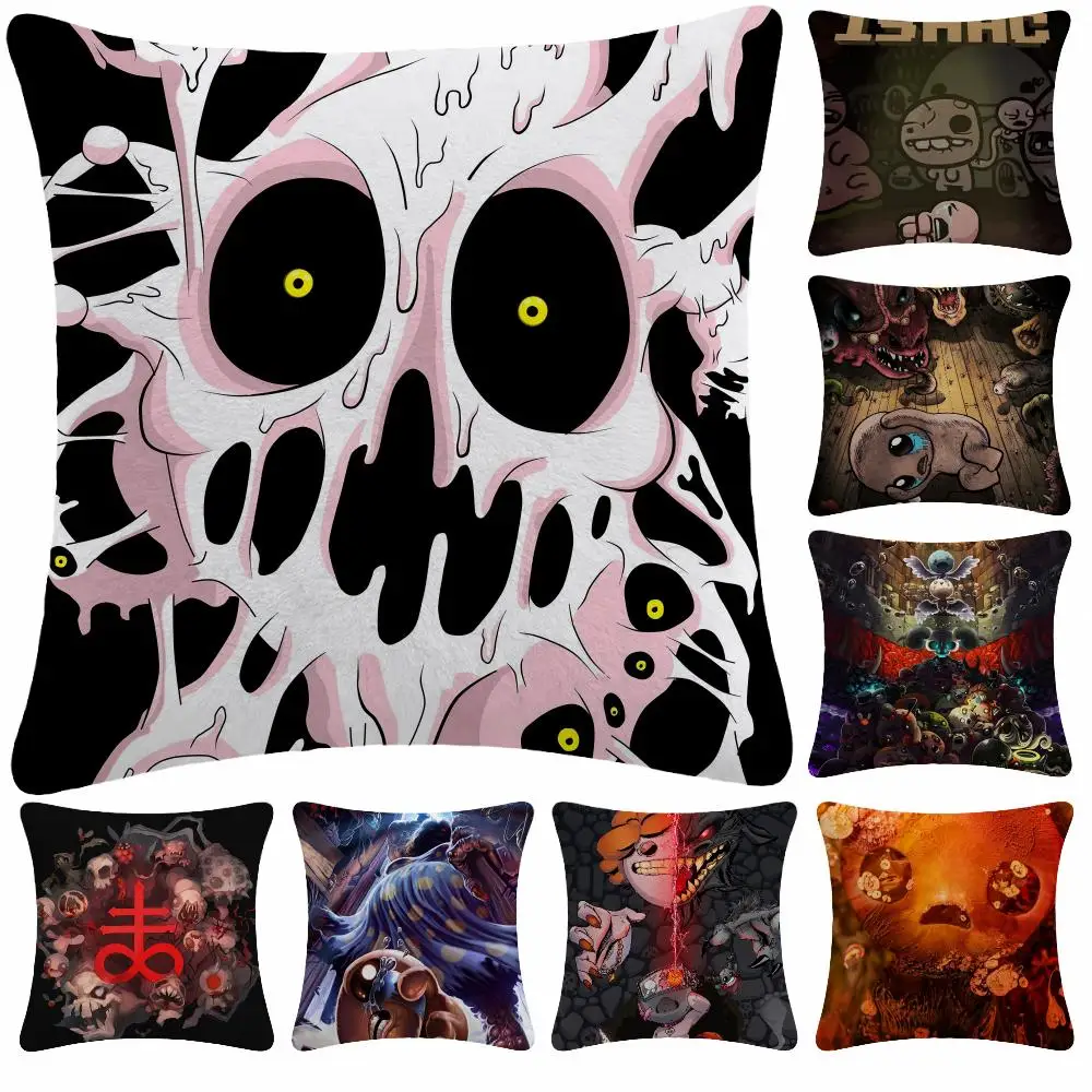 Game Horror T-The Binding Of Isaac Cushion Cover Soft Plush Decorative Sofa Bedroom Living Room Car Dorm Home Decor Gift