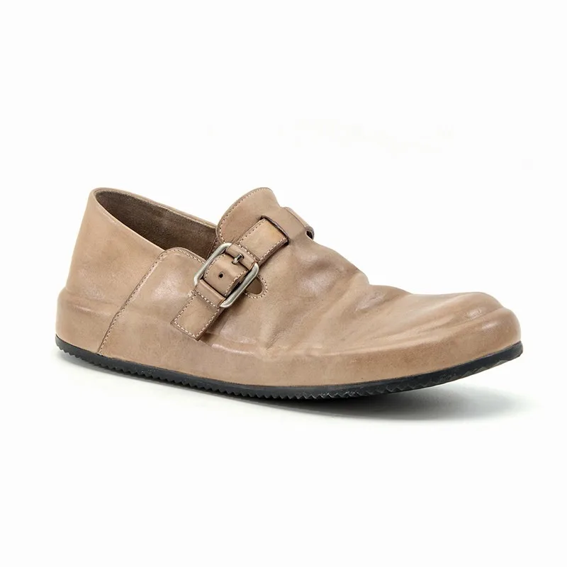 New Handmade Summer Washed Vintage Breathable Slip on Loafers Men's Casual Leather Shoes Male Outdoor Sport Thick Sole Oxfords
