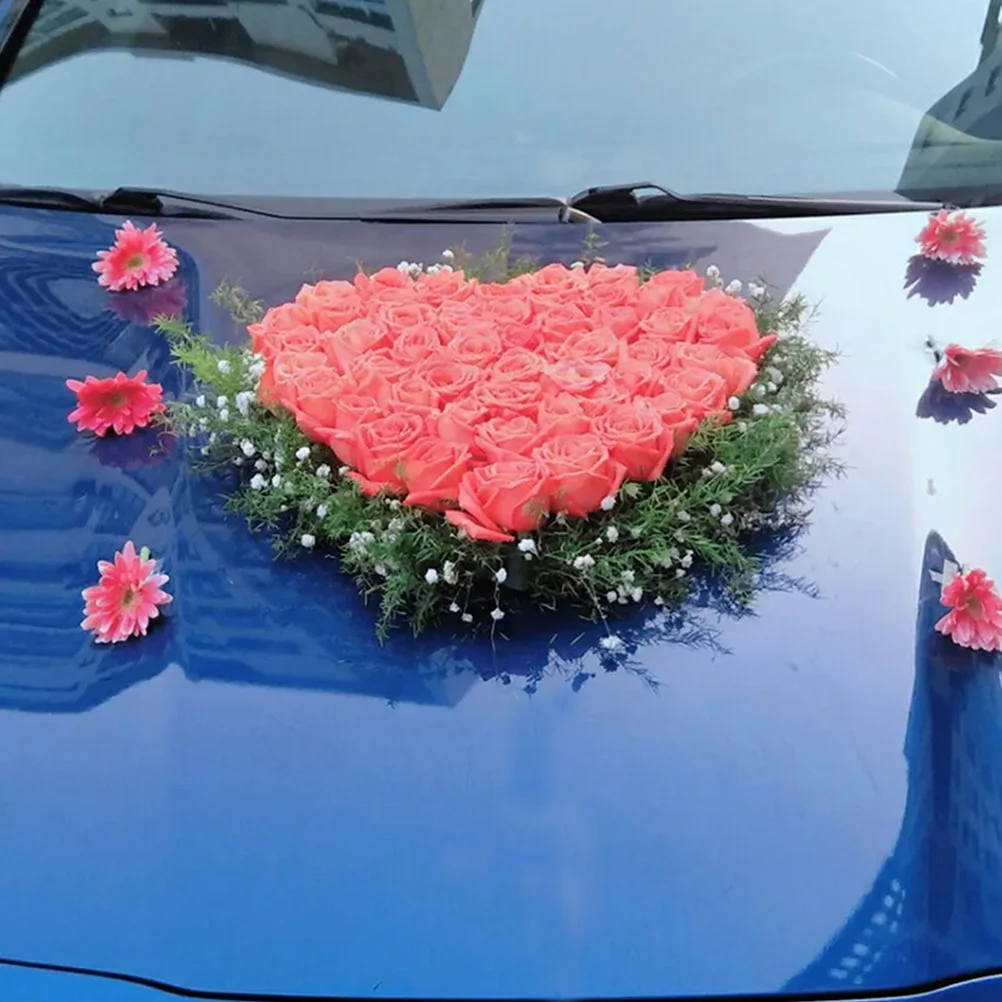 

2pcs Heart Shape Flower Mud For Wedding Car Decor Floral Arrangement Supplies Wet Floral Blocks Green Florist Sponge Garden