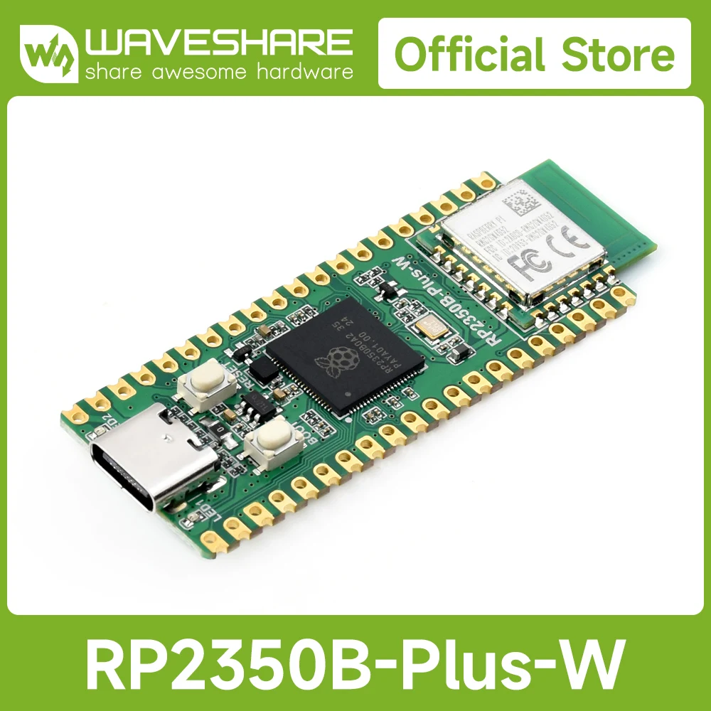 Waveshare RP2350B-Plus-W Development Board, Raspberry Pi RP2350B Dual-core & Dual-architecture Microcontroller, Supports Wi-Fi