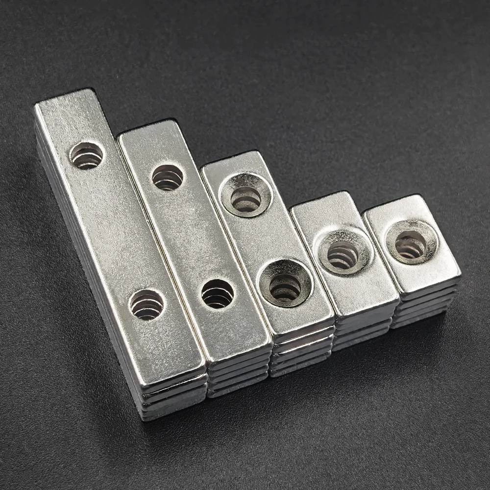 Strong Block Neodymium Magnets with Countersunk Hole N35 NdFeB Super Powerful Permanent Magnetic Square Rectangle Fridge Magnet