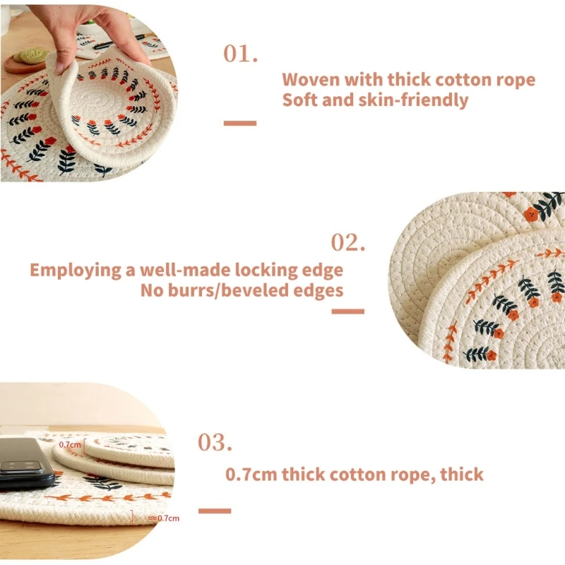 

Set of 4 Portable Heat Insulated Tables Placemats Portable Round Dining Cushion Drop shipping