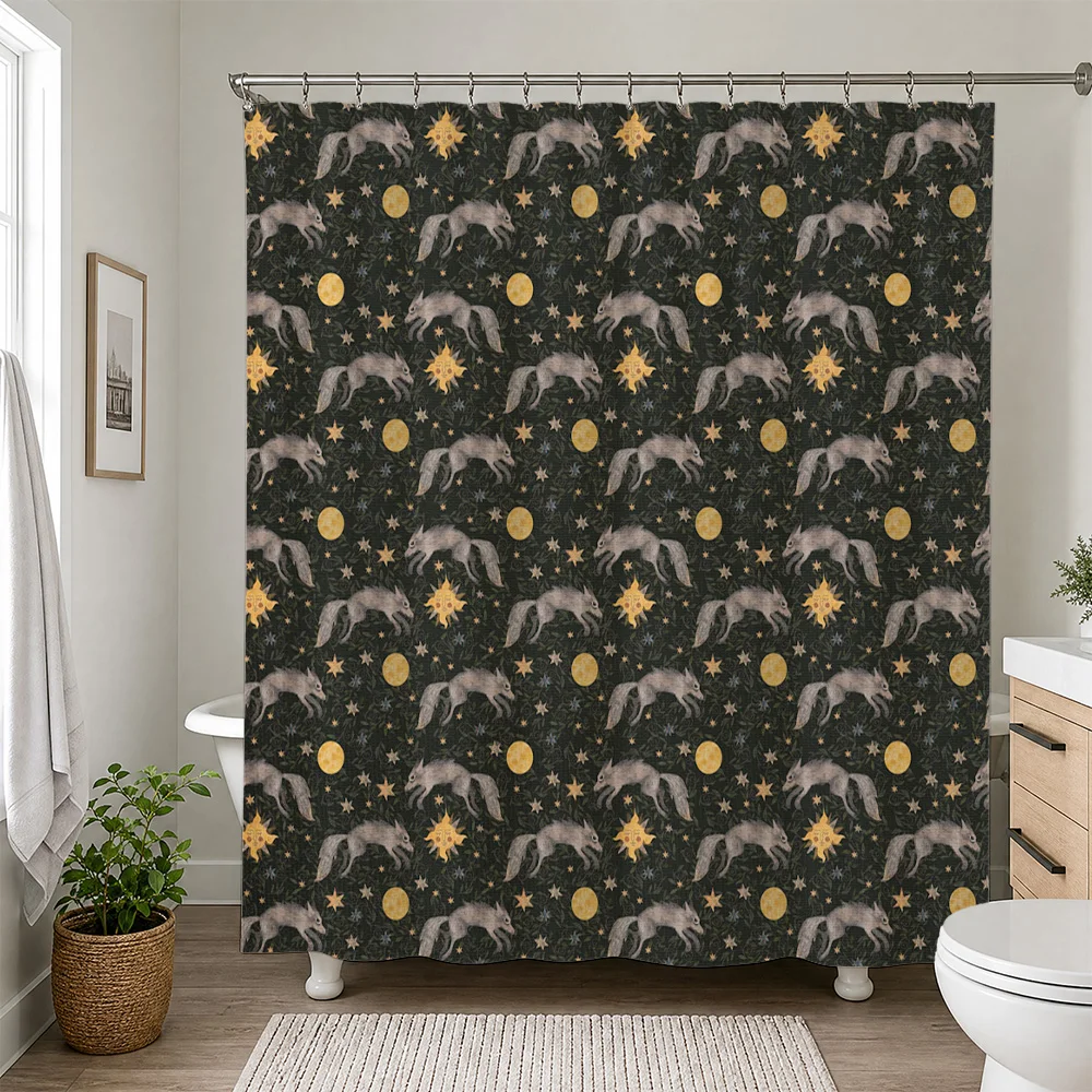 Luxury Dark Celestial Pegasus Horse Pattern Shower Curtain Waterproof Bathroom Tapestry Gothic Mythical Animal Decor for Men Wom