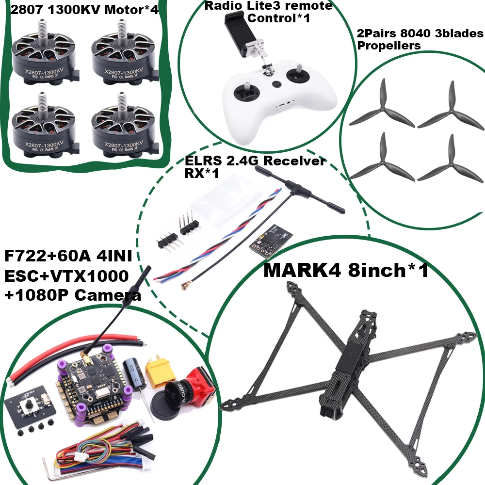 

HotRC MARK4 V2 8/9/10inch F722 Flight Control 45/60A 4INI ESC rack drone FPV carbon fiber PV Racing Drone Quadcopter Freestyle
