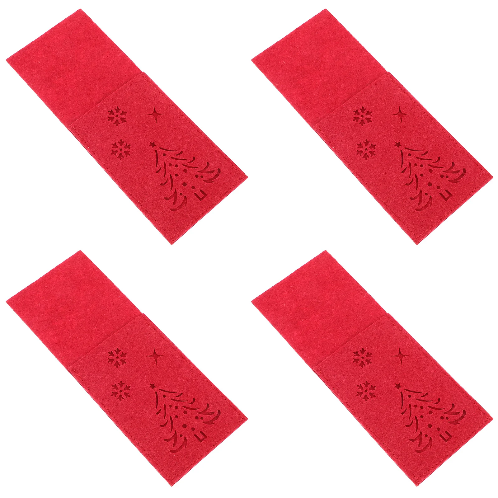 

4Pcs Red Christmas Silverware Bags Hollow Snowflake Cutlery Pouch Tableware Holder Fork Storage for Festive Party Decoration