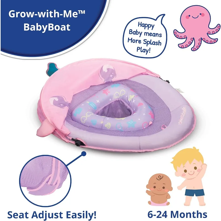 SwimSchool Piscina para bebés Flotadores para nadar gratis Súper flotante para edades de 6 a 24 meses Estilos de varios colores Canopies ajustables y