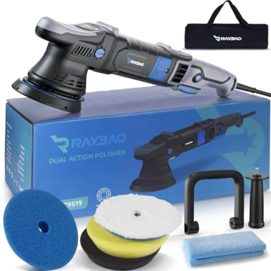 

Car Polisher 1000W Buffer Polisher with 11 Variable Speeds 3000-5200 RPM with 4 T-Shaped Polishing Pads and 15MM Random Orbital