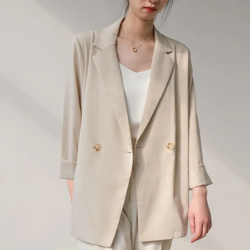 Notched Blazers for Women Spring Clothing Elegant Ladies All-match Fashion Long Sleeve Comfortable Young Design One Button Fit