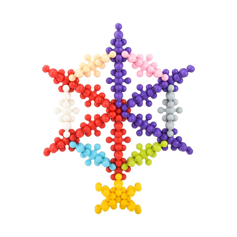 Children\'s 3D snowflake flake plum blossom building block rotatable toy