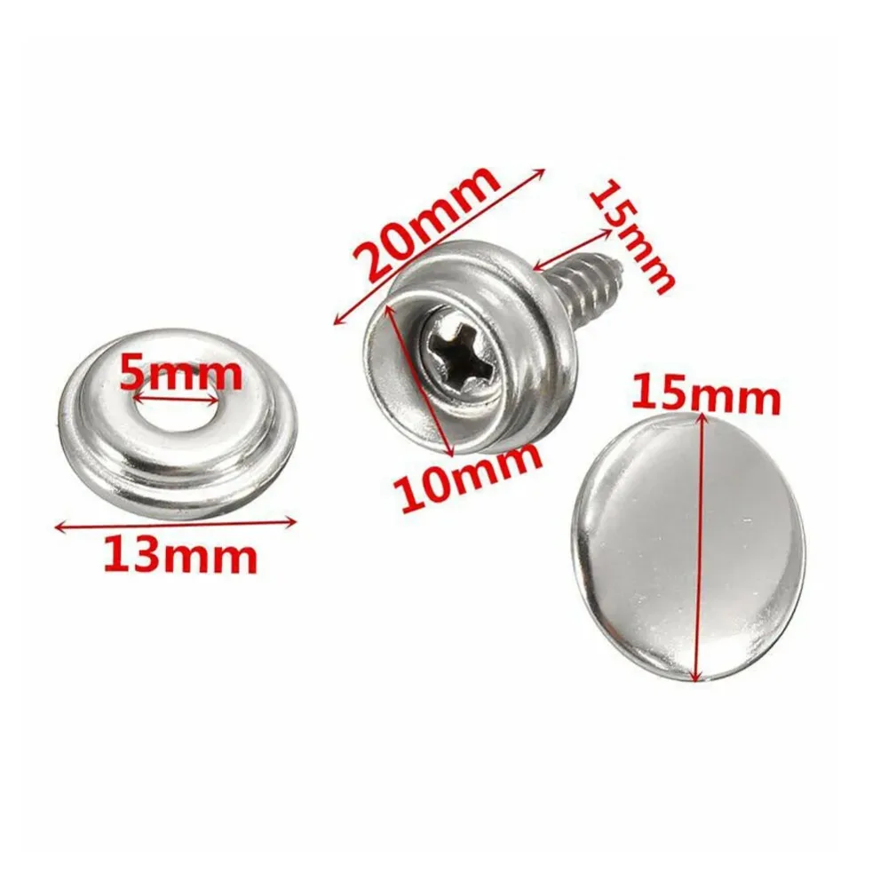 30PCS Stainless Steel Snap Fasteners And Screws Canvas Tent Boat Marine Canopy Hardware Kit for Awnings Boats Car Covers
