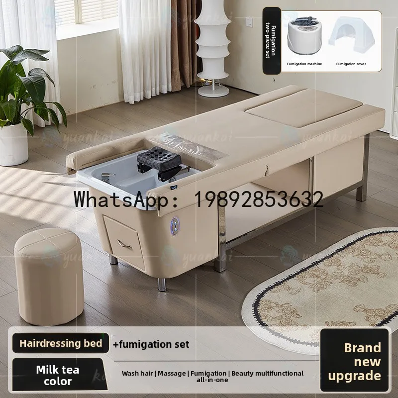YFY High-End Electric Shampoo Bed with Adjustable Headrest  Foot Bath, Sofa Integrated Bed, Foot Washing Massage Bed