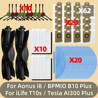 Fit For Aonus i8 / BPMIO B10 Plus / iLife T10s / Tesla AI300 Plus Vaccum Parts Main Side Brush Filter Hepa Mop Cloths Dust Bags