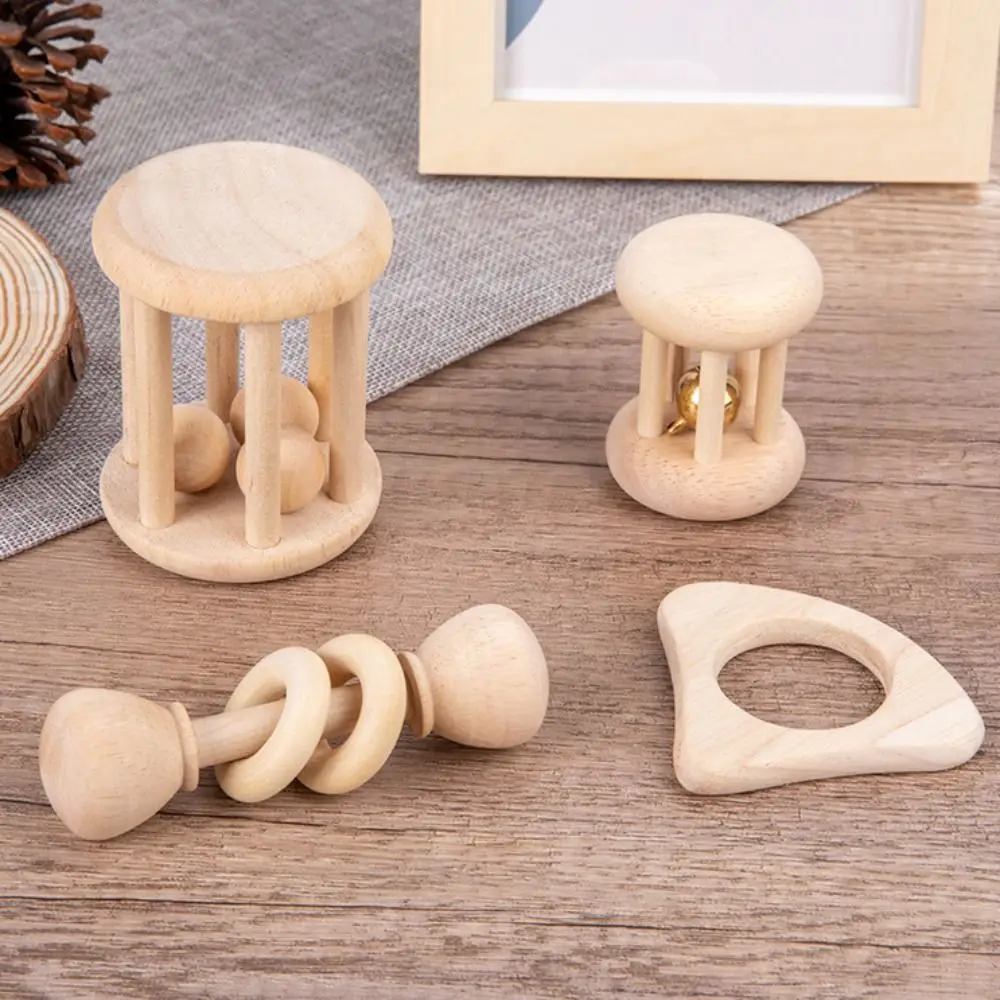 Anillos de arcoíris, sonajero de madera para bebé, juguete educativo de Aprendizaje Temprano, sonajero Musical, juguete Montessori colorido