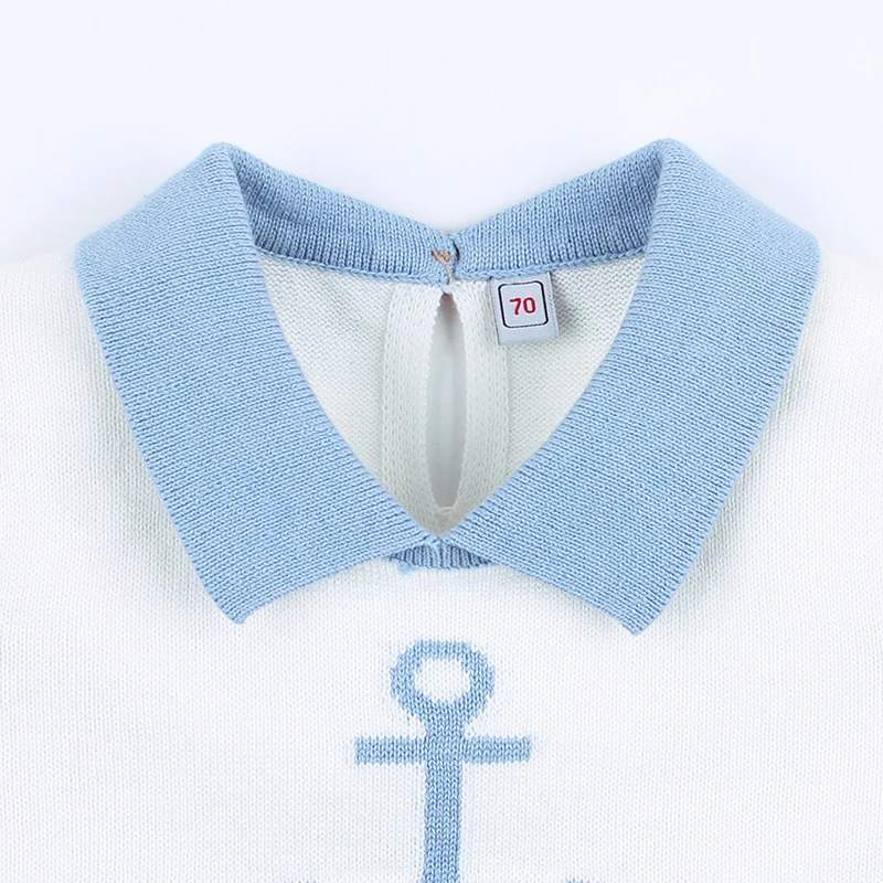 Baby Romper Cotton Knitted Infant Girls Boys Jumpsuit Short Sleeve Summer Newborn Kid Clothing 0-18M Overalls Fashion Navy Style