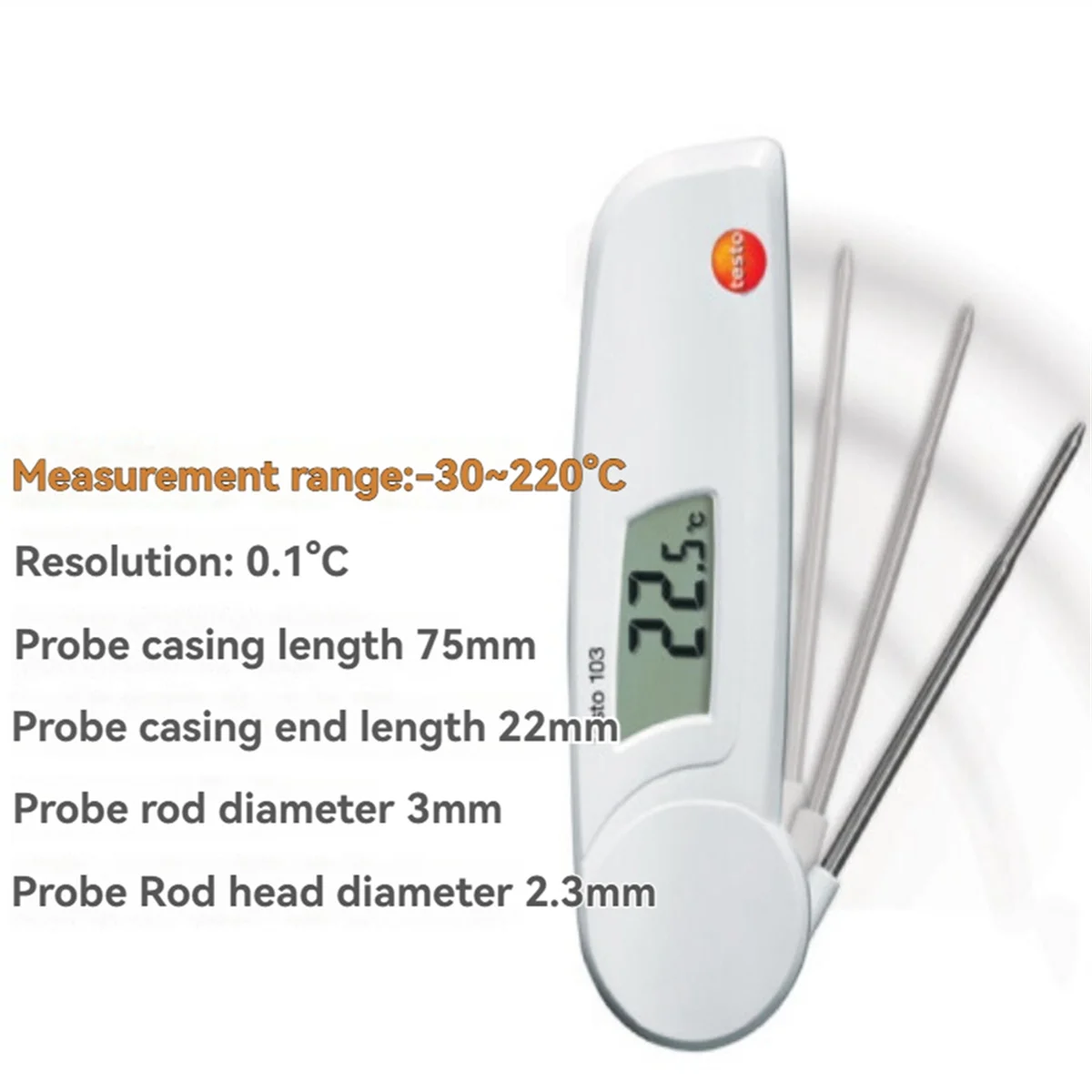 مقياس حرارة مسبار قابل للطي اختراق LCD ميزان حرارة رقمي لسلامة الطعام T103(-30 ° ج-+220 ° ج)0560 0103