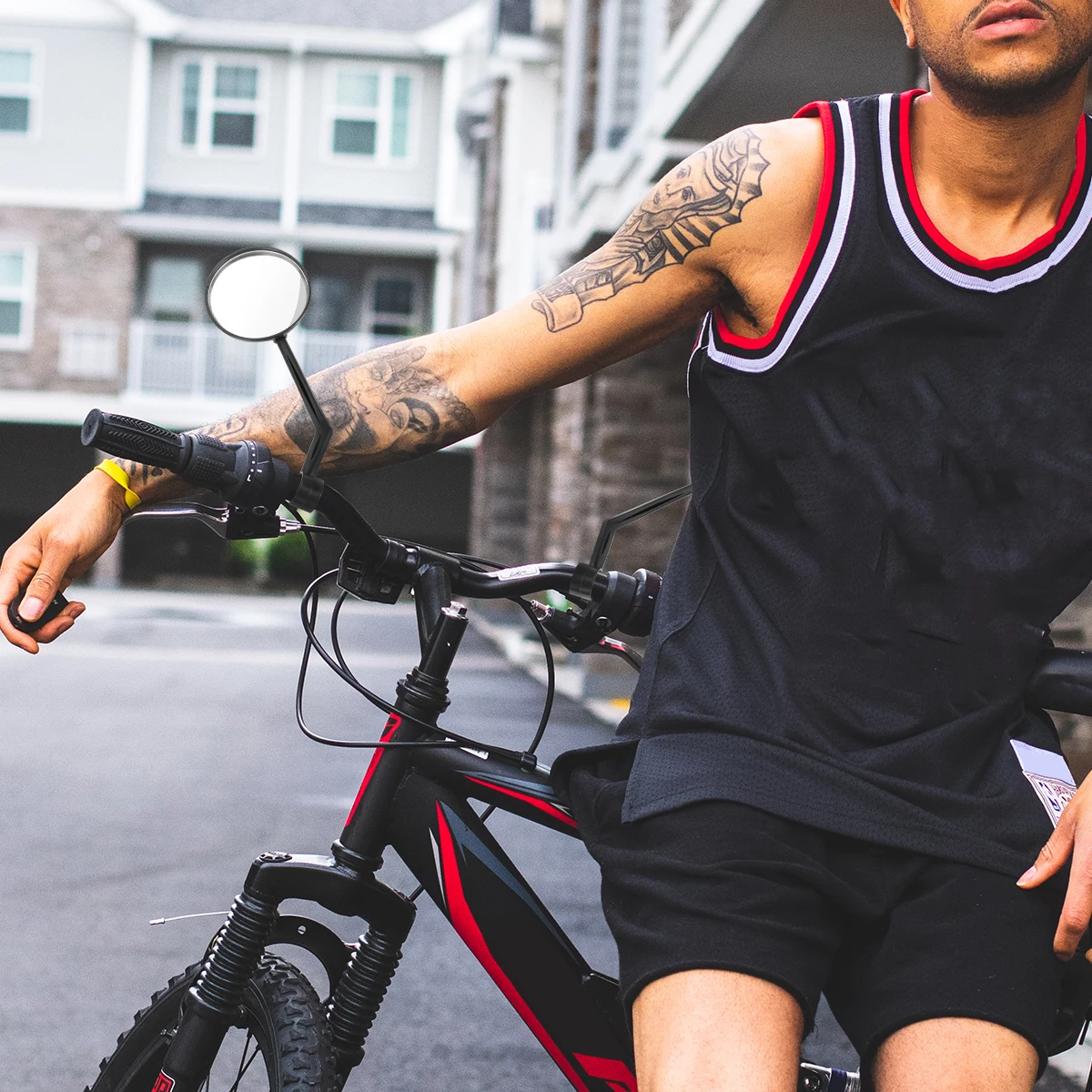 قطعتان من ملحقات أمان مثبتة على مقود مرآة الرؤية الخلفية من Kisangel لركوب الدراجات باللون الأسود #2