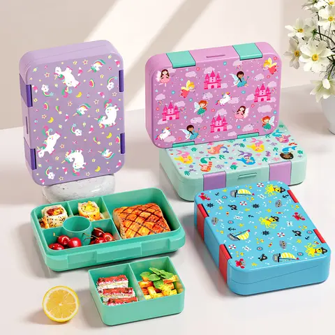 Adorable fiambrera para niños, caja Bento de viaje segura para microondas para estudiantes, contenedor de Halloween, caja Bento portátil para ensalada de frutas a prueba de fugas