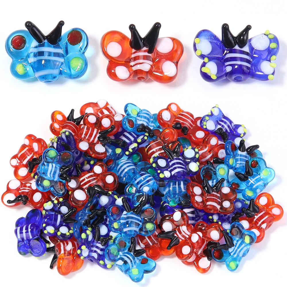 

2Pcs Glass Three-dimensional Simulation Butterfly Beads Charms Color Lampwork Beads DIY Handmade Crafts Making Accessories