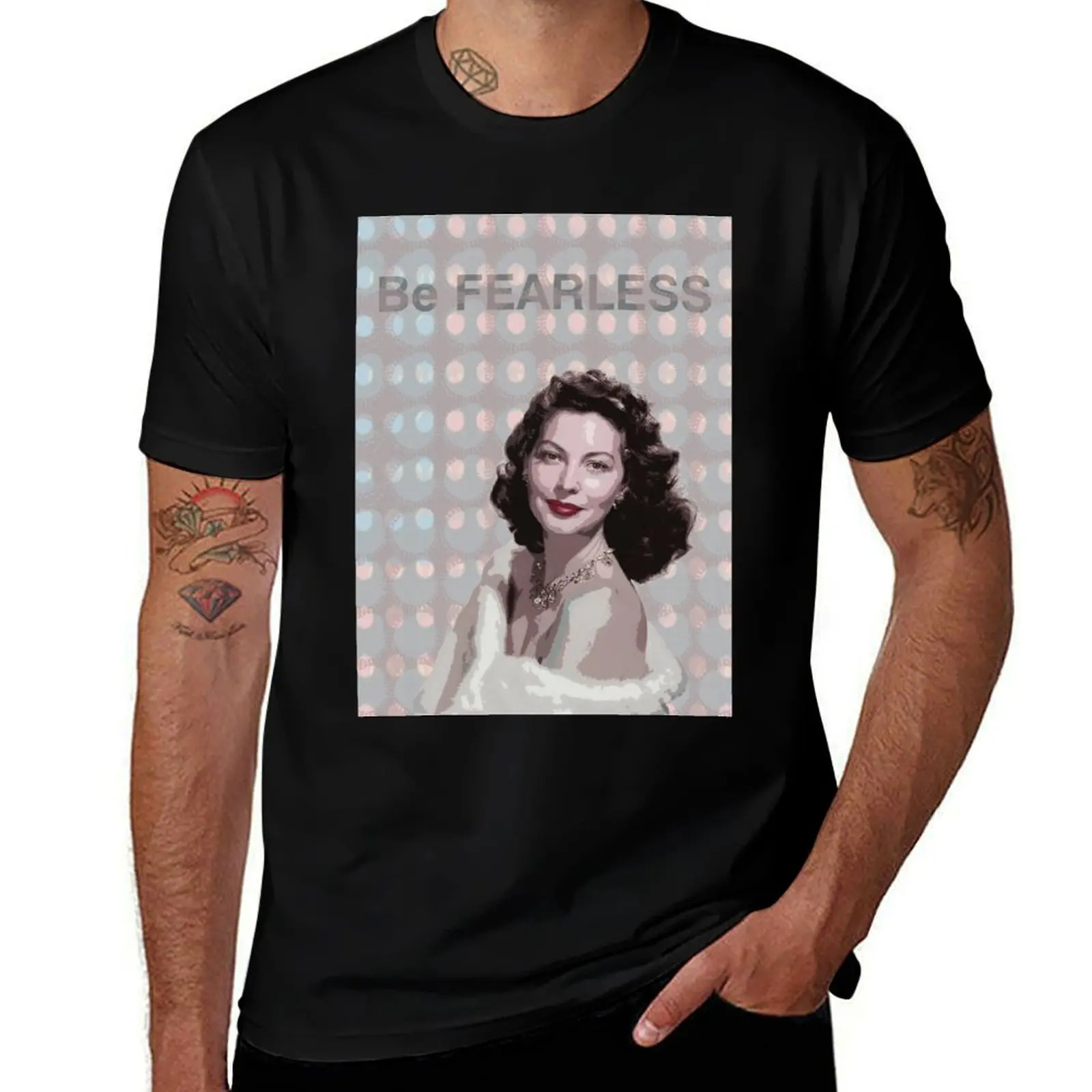Movie Stars_Ava Gardner_Be Fearless. T-Shirt Big Size Short Sleeve Tee for Men T-Shirt